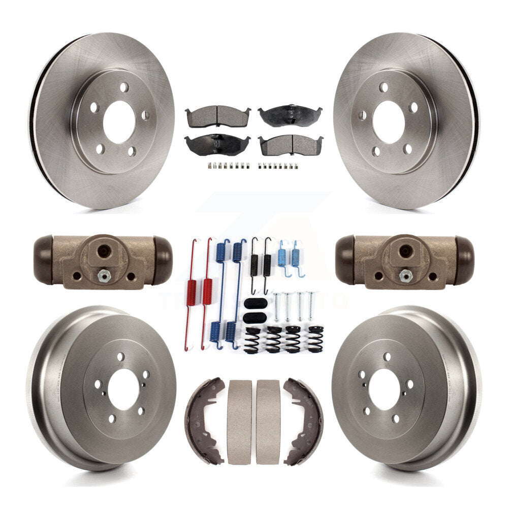 Front Rear Disc Brake Rotor Semi-Metallic Pad & Drum Kit (9Pc) For Chrysler Grand Voyager K8F-105334