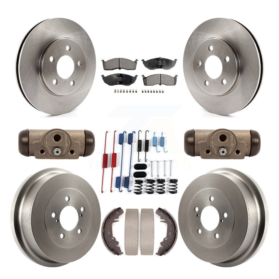 Front Rear Disc Brake Rotor Semi-Metallic Pad & Drum Kit (9Pc) For Chrysler Grand Voyager K8F-105334