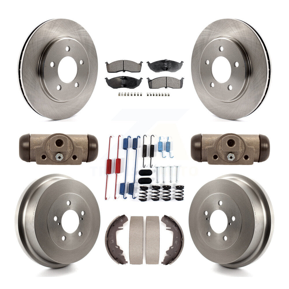 Front Rear Brake Rotors Semi-Metallic Pad Drum Kit (9Pc) For Dodge Caravan Grand Chrysler K8F-105335