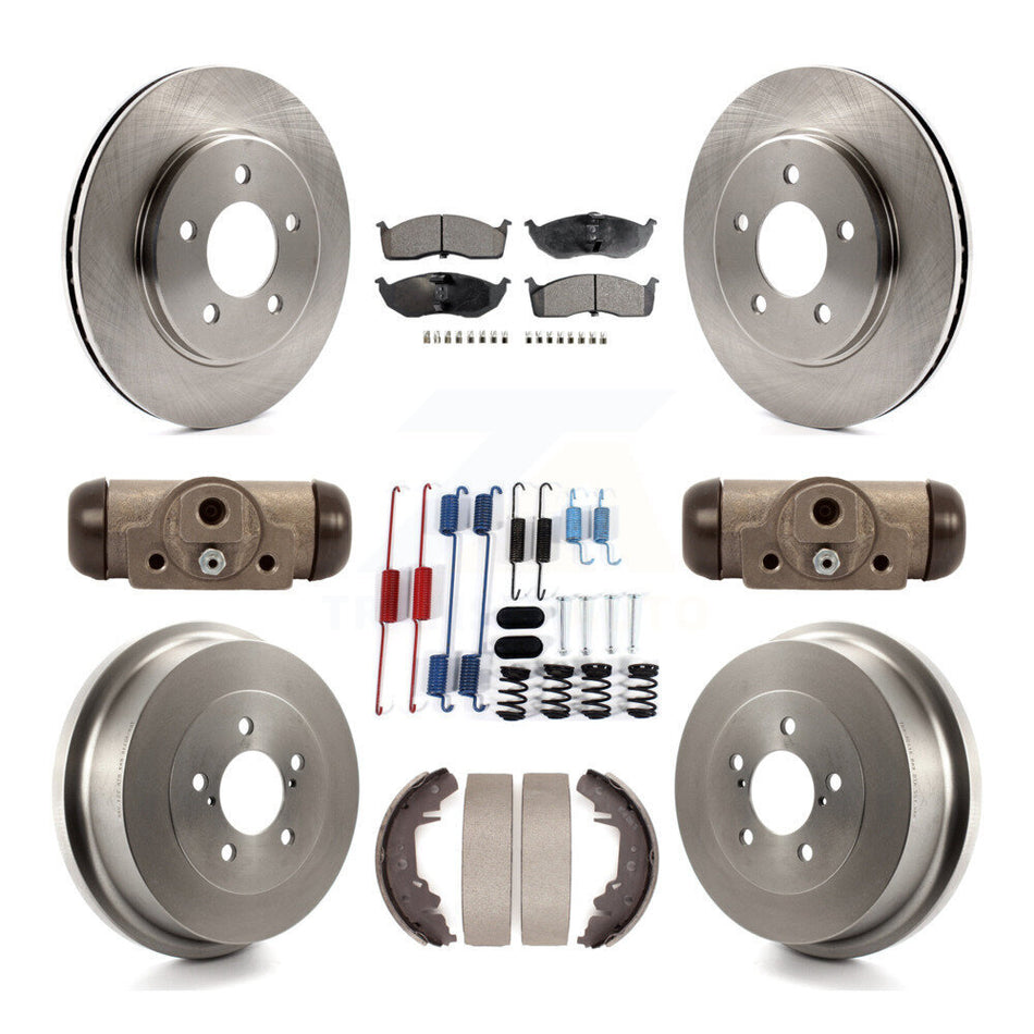 Front Rear Brake Rotors Semi-Metallic Pad Drum Kit (9Pc) For Dodge Caravan Grand Chrysler K8F-105335