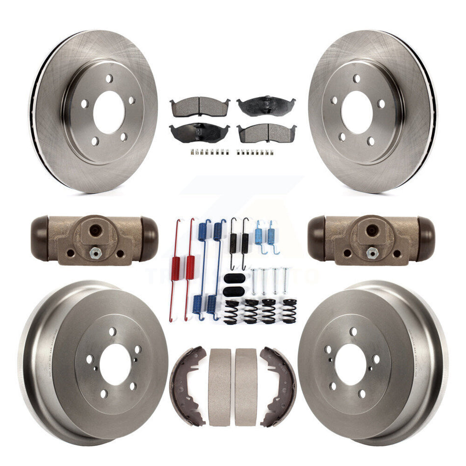Front Rear Brake Rotors Semi-Metallic Pad Drum Kit (9Pc) For Dodge Caravan Grand Chrysler K8F-105335