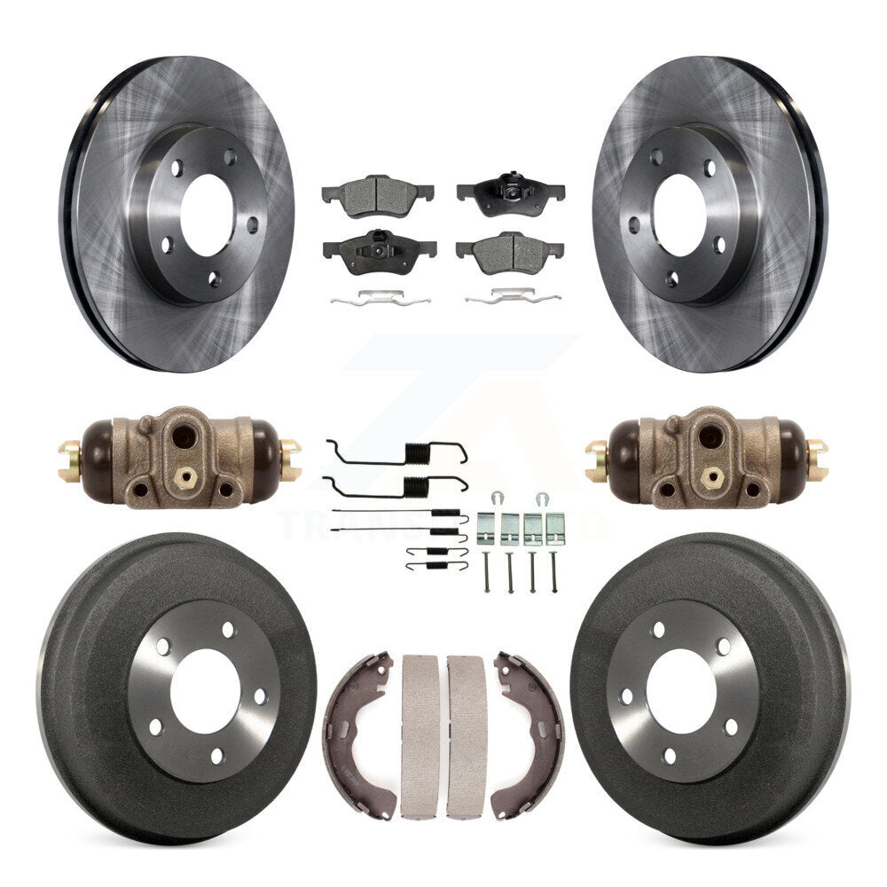 Front Rear Disc Brake Rotors Semi-Metallic Pads And Drum Kit (9Pc) For Mercury Mariner K8F-105338