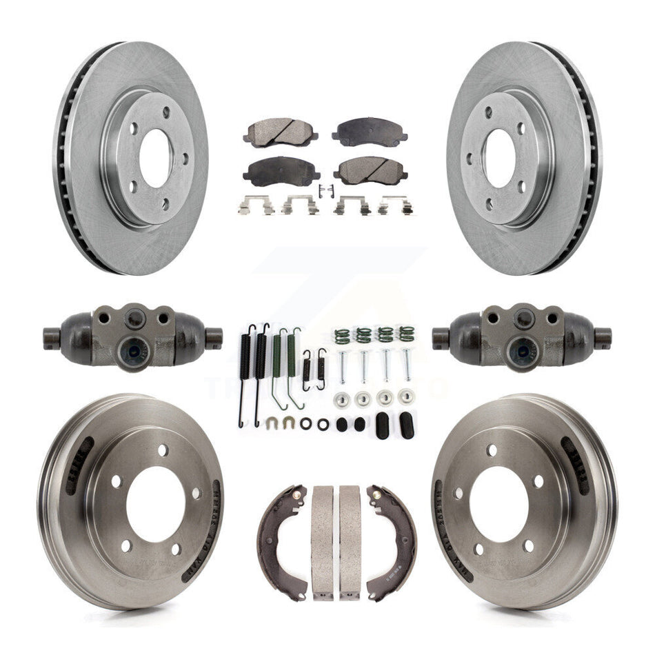 Front Rear Disc Brake Rotors Semi-Metallic Pads And Drum Kit (9Pc) For Mitsubishi Lancer K8F-105339