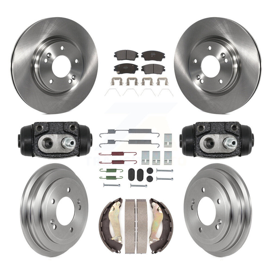Front Rear Brake Rotors Semi-Metallic Pad & Drum Kit (9Pc) For 17-19 Hyundai Elantra 1.6L K8F-105341