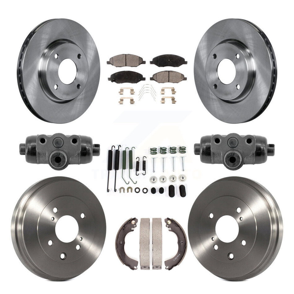 Front Rear Brake Rotor Semi-Metallic Pad Drum Kit (9Pc) For 2008 Nissan Versa 4-Wheel ABS K8F-105345