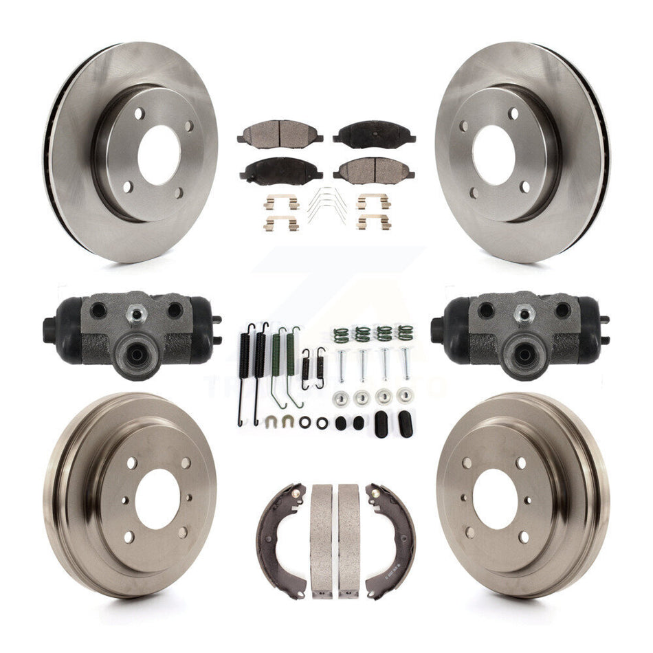 Front Rear Brake Rotor Semi-Metallic Pad & Drum Kit (9Pc) For 2009-2011 Nissan Versa 1.6L K8F-105346