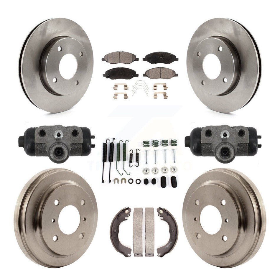 Front Rear Brake Rotor Semi-Metallic Pad & Drum Kit (9Pc) For 2009-2011 Nissan Versa 1.6L K8F-105346