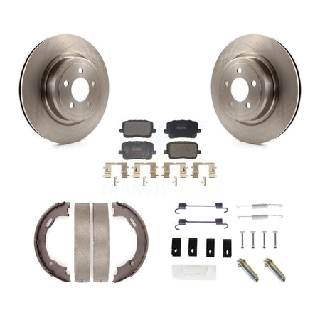Rear Disc Rotors Semi-Metallic Pads Parking Brake Shoes & Hardware Kit For Dodge Charger K8F-105353