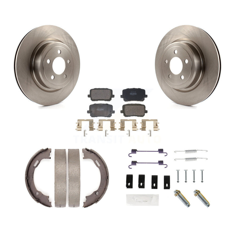 Rear Disc Rotors Semi-Metallic Pads Parking Brake Shoes & Hardware Kit For Dodge Charger K8F-105353