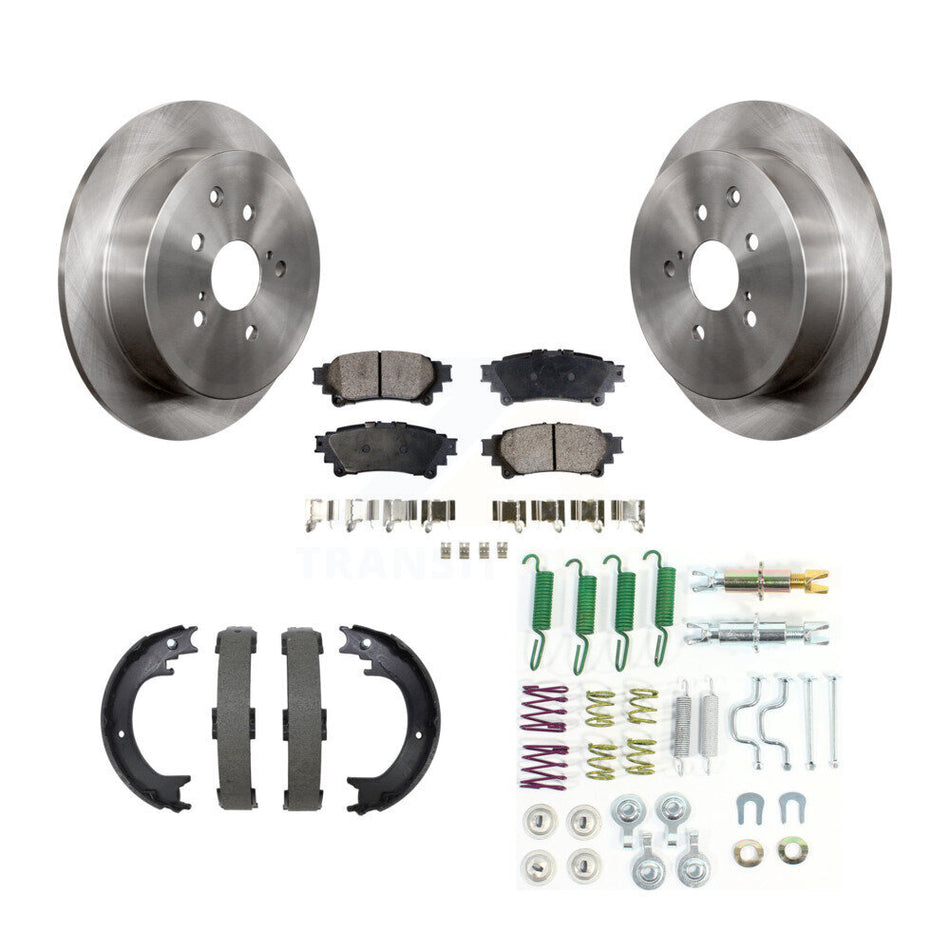 Rear Disc Rotors Semi-Metallic Pads Parking Shoes And Hardware Kit For Toyota Highlander K8F-105362
