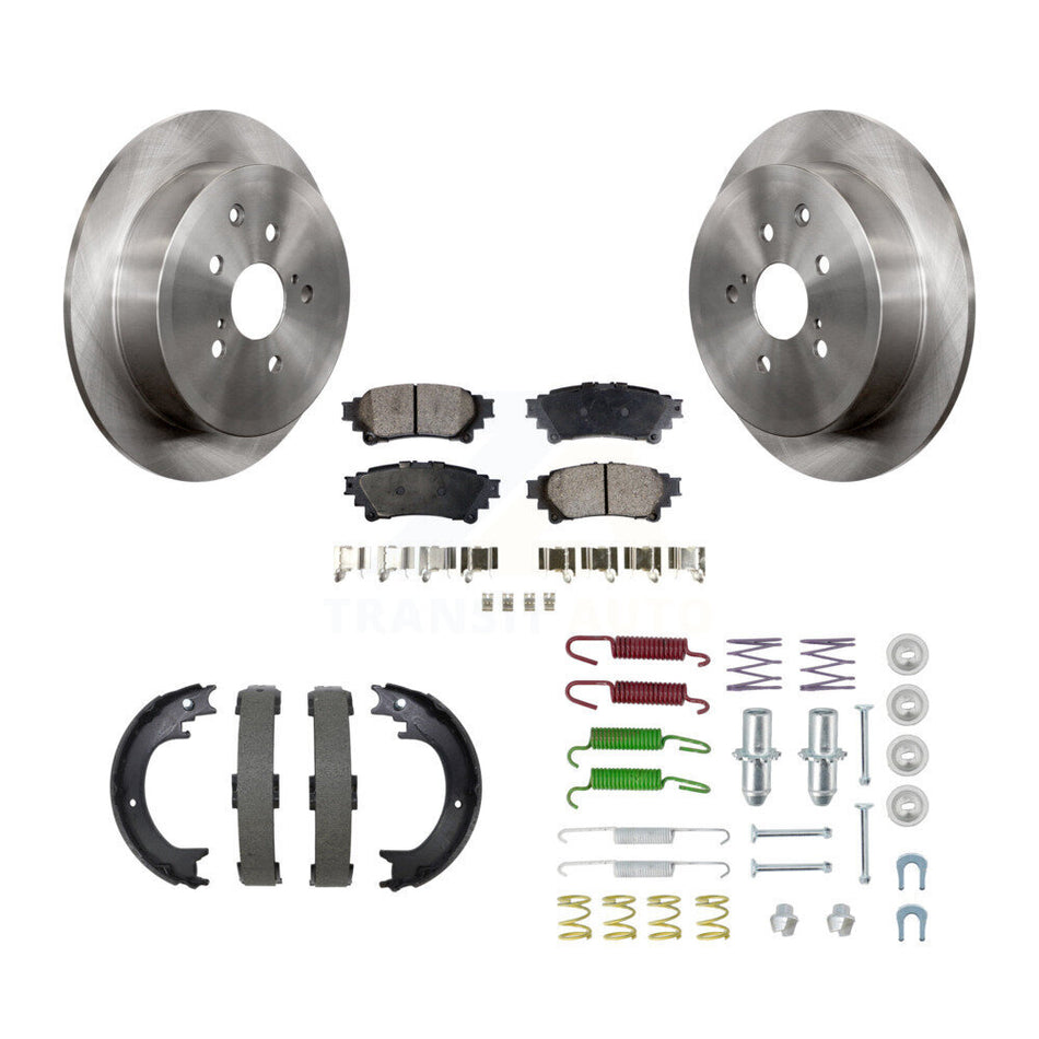 Rear Disc Rotors Semi-Metallic Pads Parking Shoes And Hardware Kit For Toyota Highlander K8F-105363