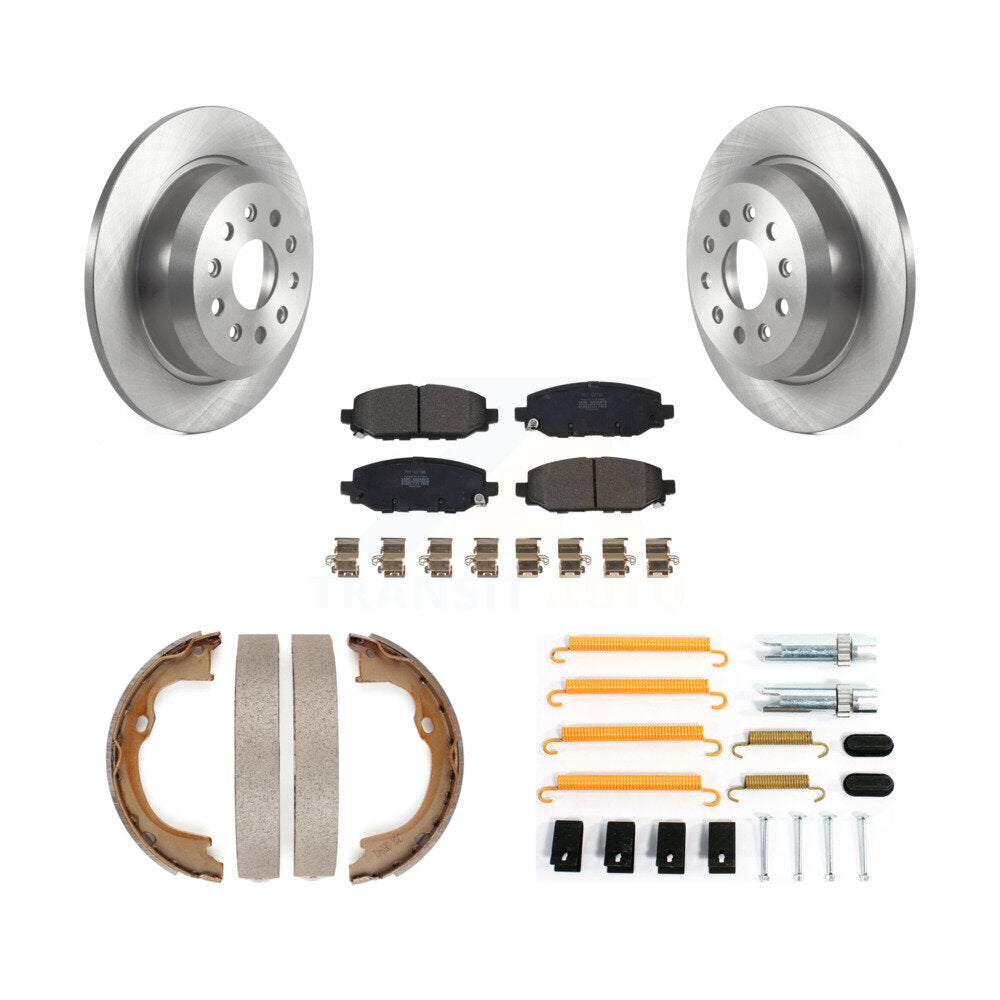 Rear Disc Rotors Semi-Metallic Pads Parking Shoes Hardware Kit For Jeep Wrangler Rubicon K8F-105364