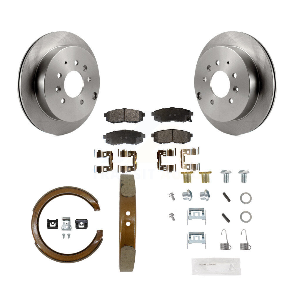 Rear Disc Rotors Semi-Metallic Pads Parking Shoes & Hardware Kit For 2004-2006 Mazda MPV K8F-105368