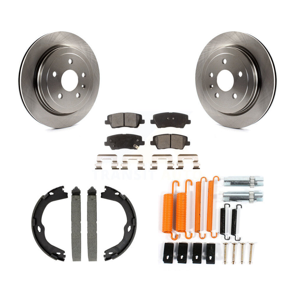 Rear Disc Rotors Semi-Metallic Pads Parking Brake Shoes And Hardware Kit For Cadillac CTS K8F-105372
