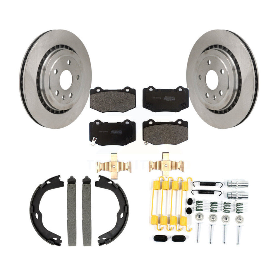 Rear Disc Rotors Semi-Metallic Pads Parking Shoes Hardware Kit For 16 Chevrolet Camaro SS K8F-105374