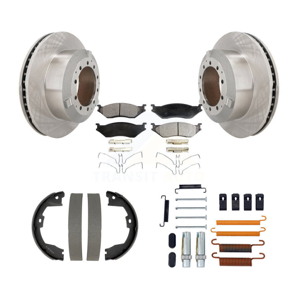 Rear Disc Rotors Semi-Metallic Pads Parking Shoes Hardware Kit For Ford F-450 Super Duty K8F-105375