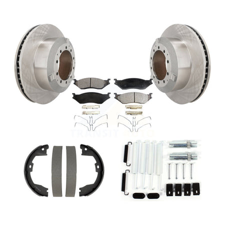Rear Disc Rotors Semi-Metallic Pads Parking Shoes Hardware Kit For Ford F-450 Super Duty K8F-105376