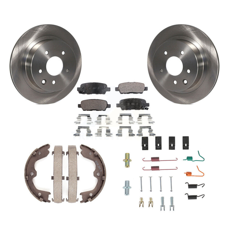 Rear Disc Rotors Semi-Metallic Pads Parking Shoes & Hardware Kit For 05-06 Nissan X-Trail K8F-105384