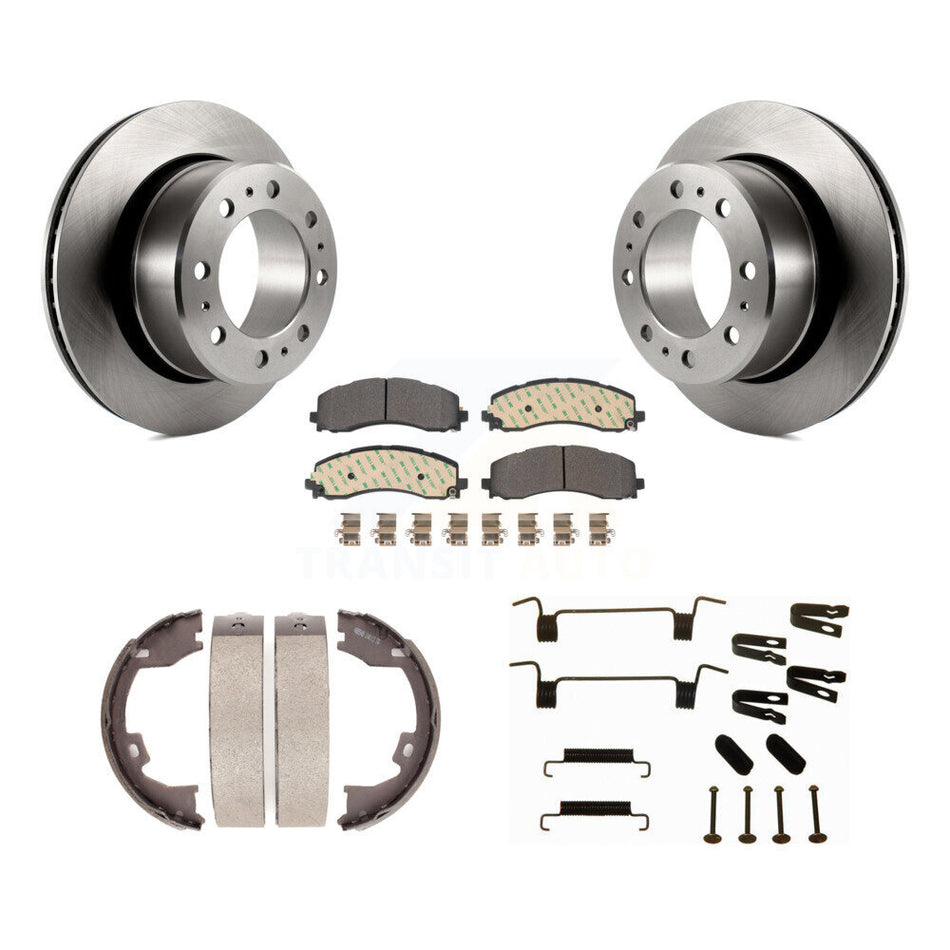 Rear Disc Rotors Semi-Metallic Pads Parking Shoes And Hardware Kit For 2019-2023 Ram 2500 K8F-105387