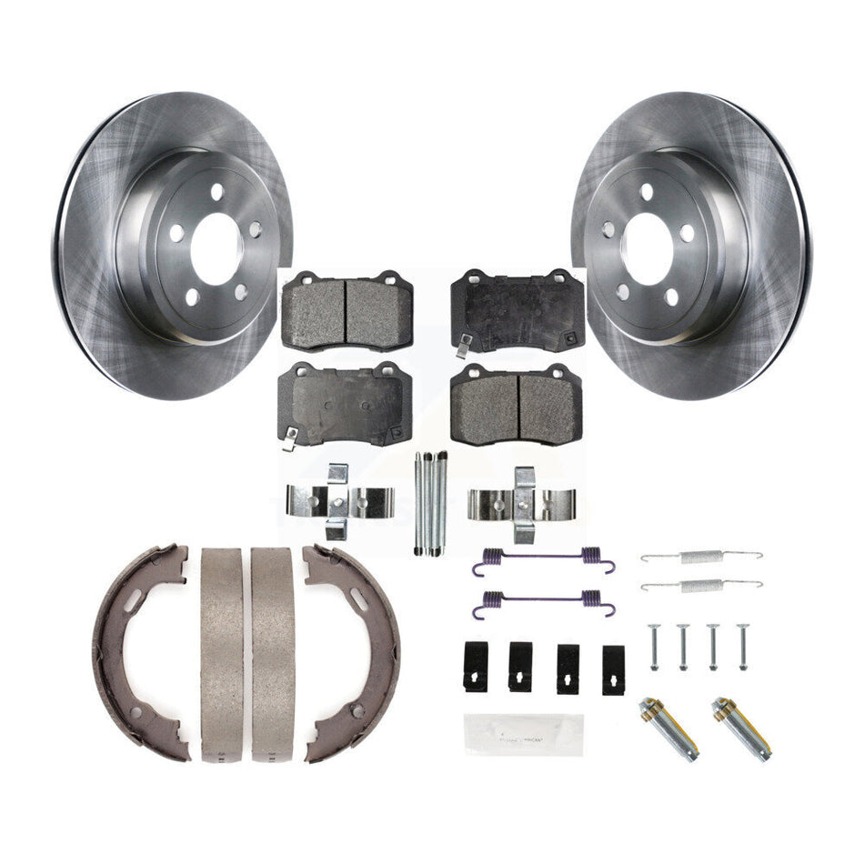 Rear Disc Rotors Semi-Metallic Pads Parking Brake Shoes And Hardware Kit For Chrysler 300 K8F-105390