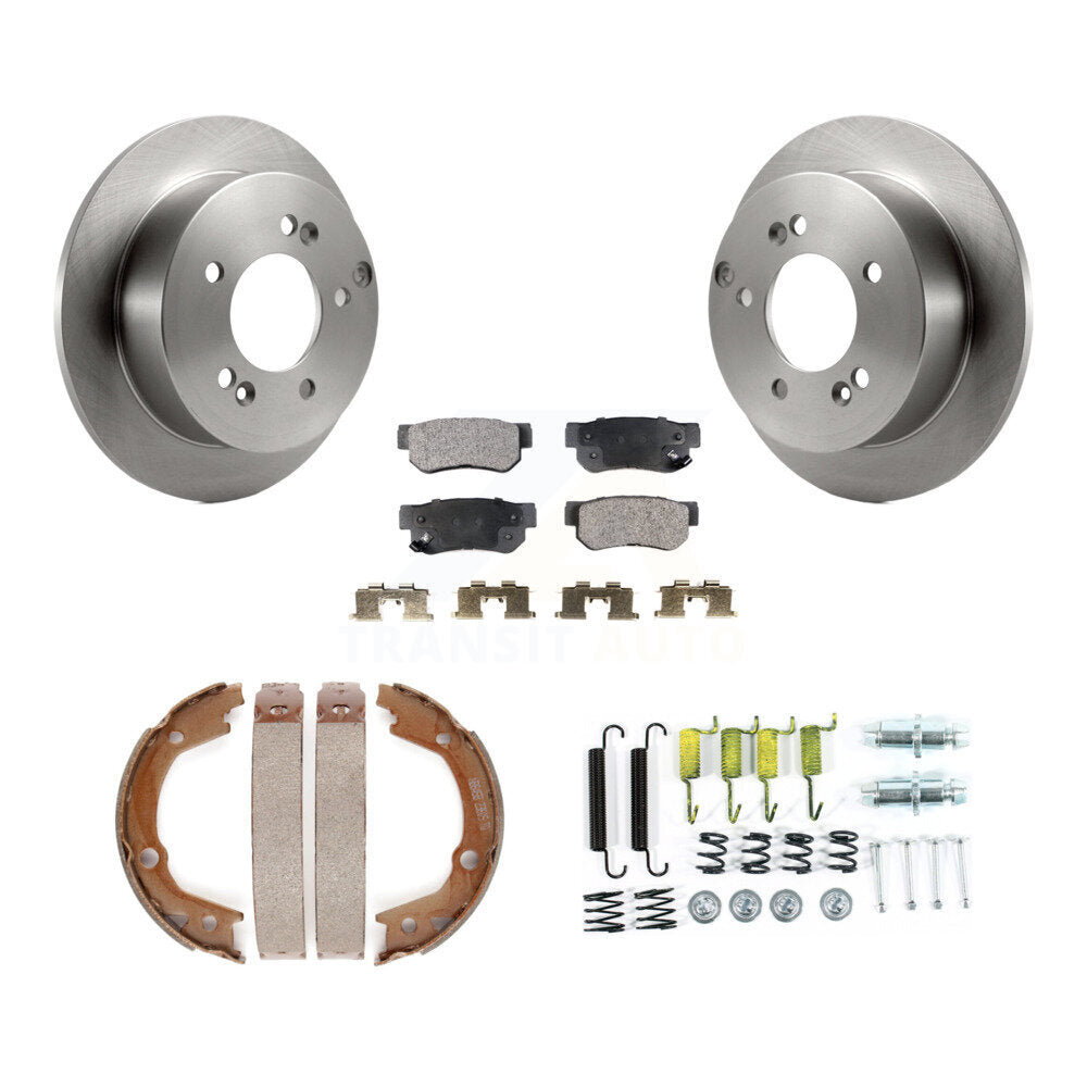 Rear Disc Rotors Semi-Metallic Pads Parking Brake Shoes And Hardware Kit For Kia Optima K8F-105392