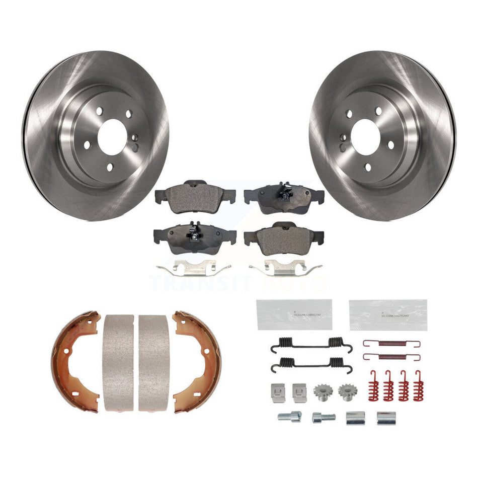 Rear Disc Rotors Semi-Metallic Pads Parking Shoes & Hardware Kit For Mercedes-Benz SL550 K8F-105397