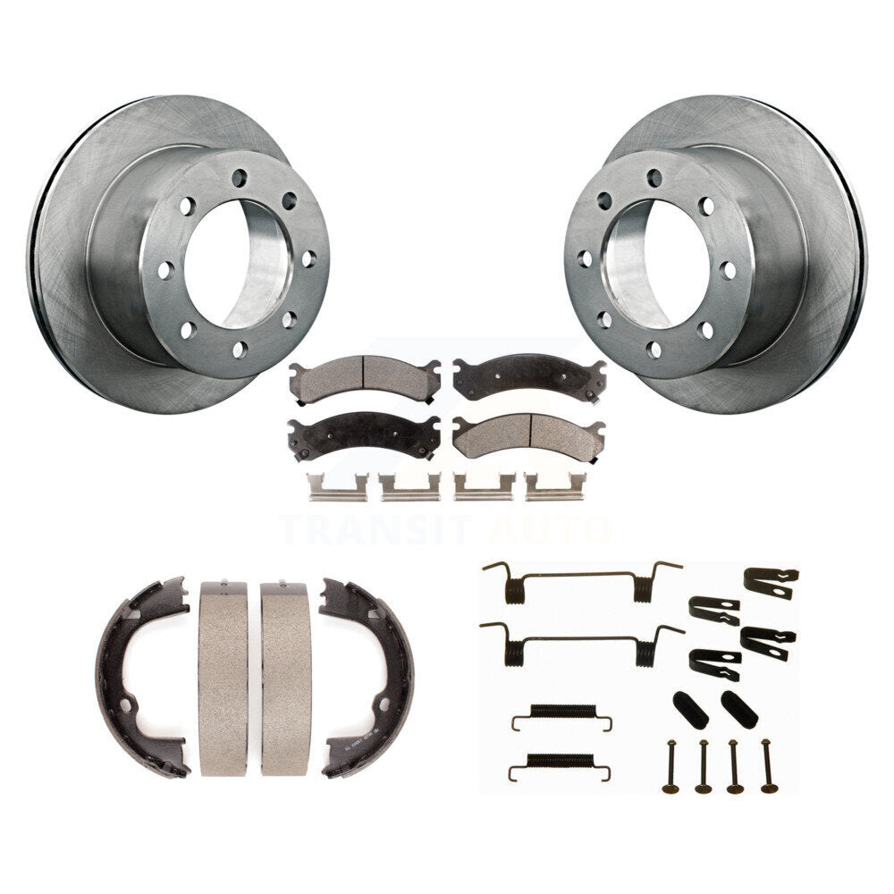 Rear Disc Rotors Semi-Metallic Pads Parking Shoes And Hardware Kit For GMC Sierra 3500 HD K8F-105399