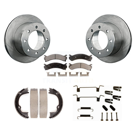 Rear Disc Rotors Semi-Metallic Pads Parking Shoes And Hardware Kit For GMC Sierra 3500 HD K8F-105399