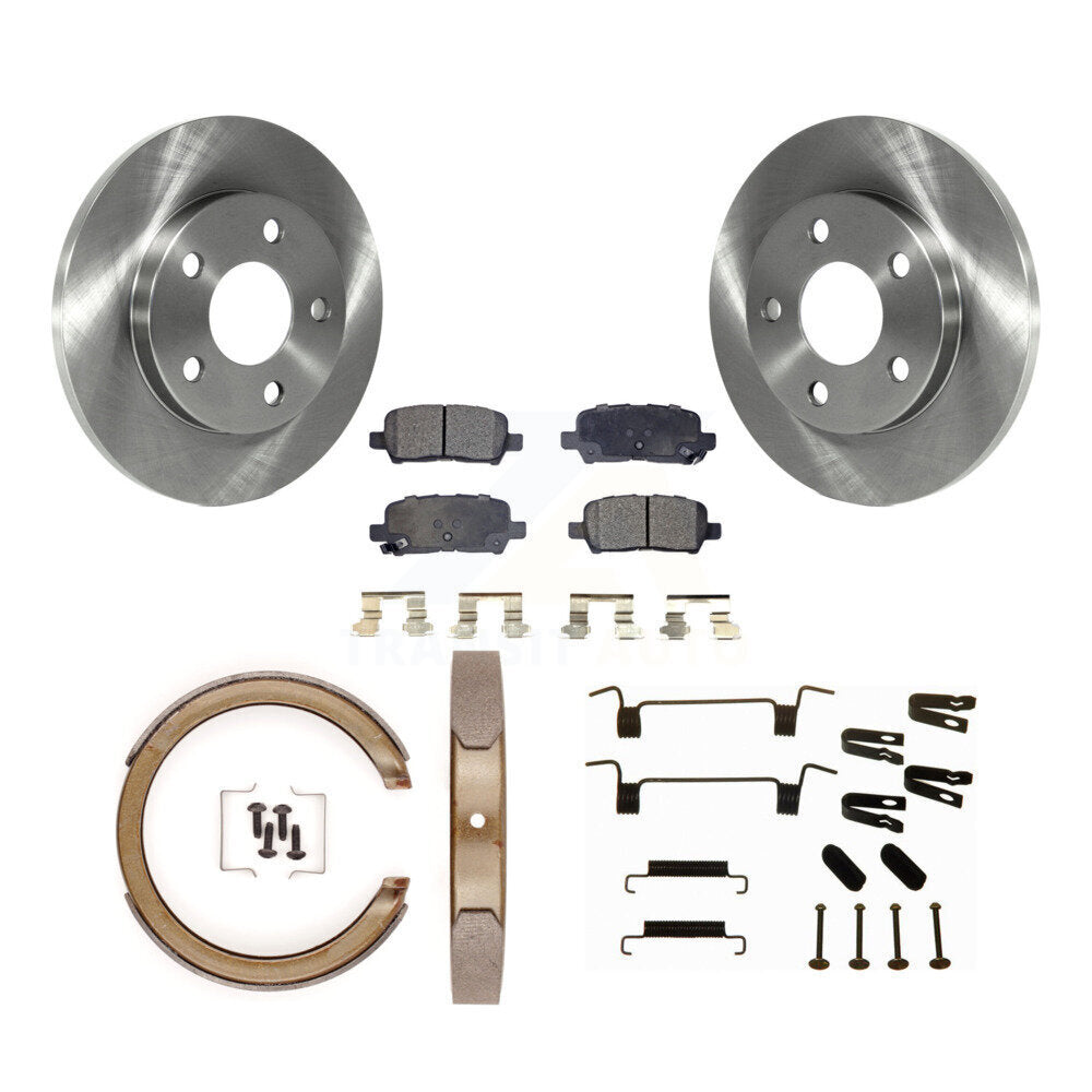 Rear Disc Rotors Semi-Metallic Pads Parking Shoes Hardware Kit For Buick LaCrosse Allure K8F-105400