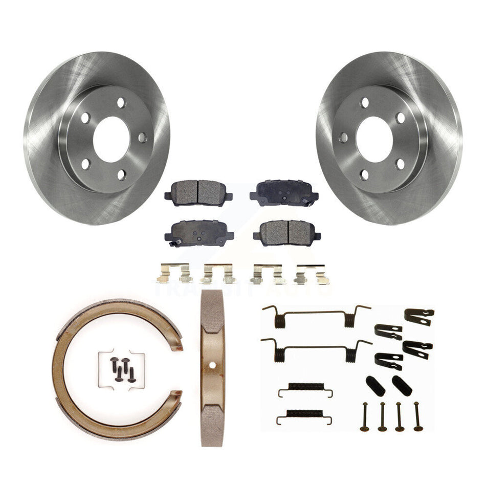 Rear Disc Rotors Semi-Metallic Pads Parking Shoes Hardware Kit For Buick LaCrosse Allure K8F-105400