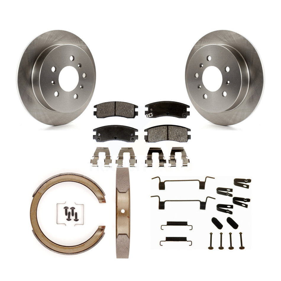 Rear Disc Rotors Semi-Metallic Pads Parking Shoes Hardware Kit For Buick LaCrosse Allure K8F-105401