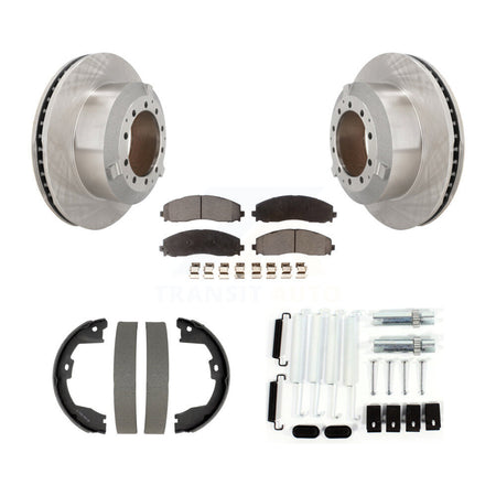 Rear Disc Rotors Semi-Metallic Pads Parking Shoes Hardware Kit For Ford F-350 Super Duty K8F-105403