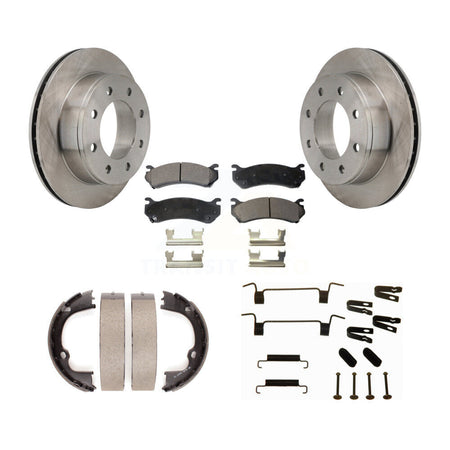 Rear Disc Rotors Semi-Metallic Pads Parking Shoes & Hardware Kit For 2008-2009 Hummer H2 K8F-105407