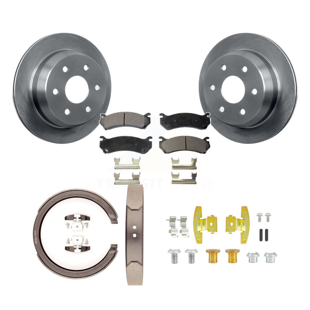 Rear Disc Rotors Semi-Metallic Pads Parking Brake Shoes And Hardware Kit For K8F-105408