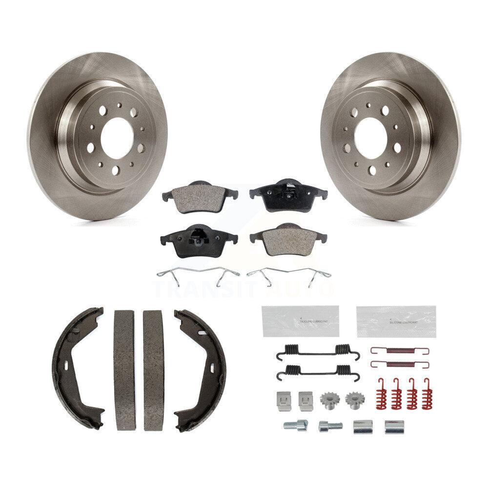 Rear Disc Rotors Semi-Metallic Pads Parking Brake Shoes And Hardware Kit For Volvo S60 K8F-105410