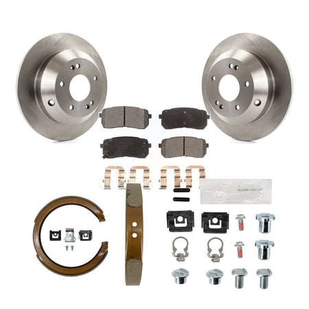 Rear Disc Rotors Semi-Metallic Pads Parking Brake Shoes And Hardware Kit For Kia Sedona K8F-105411