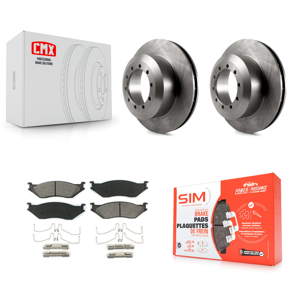 Front Disc Brake Rotors And Semi-Metallic Pads Kit For Ford F59 F-53 Motorhome Chassis F-59 Commercial Stripped K8S-100117