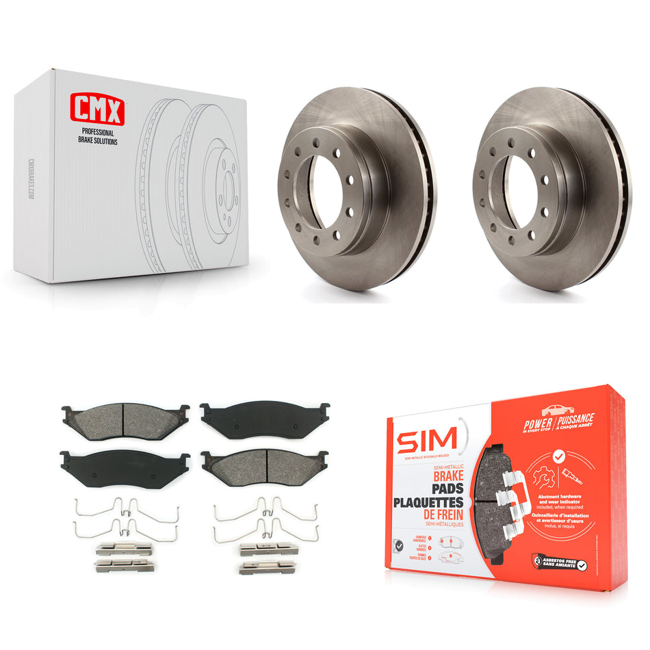 Front Disc Brake Rotors And Semi-Metallic Pads Kit For Ford F-450 Super Duty F-550 International CF500 CF600 K8S-100142