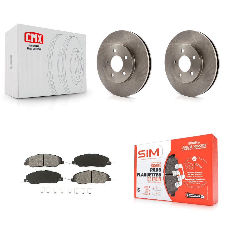 Front Disc Brake Rotors And Semi-Metallic Pads Kit For 2005-2010 Ford Mustang Base K8S-100144