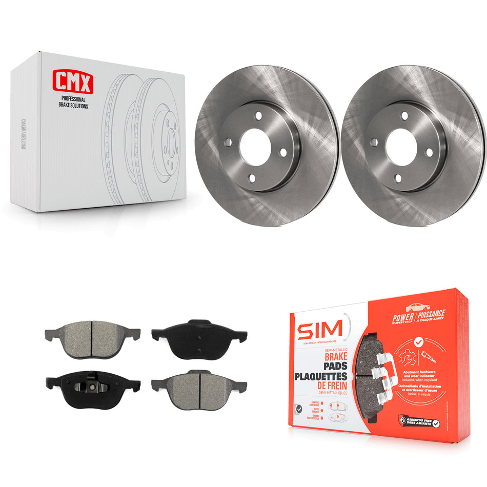 Front Disc Brake Rotors And Semi-Metallic Pads Kit For 2005-2007 Ford Focus K8S-100145