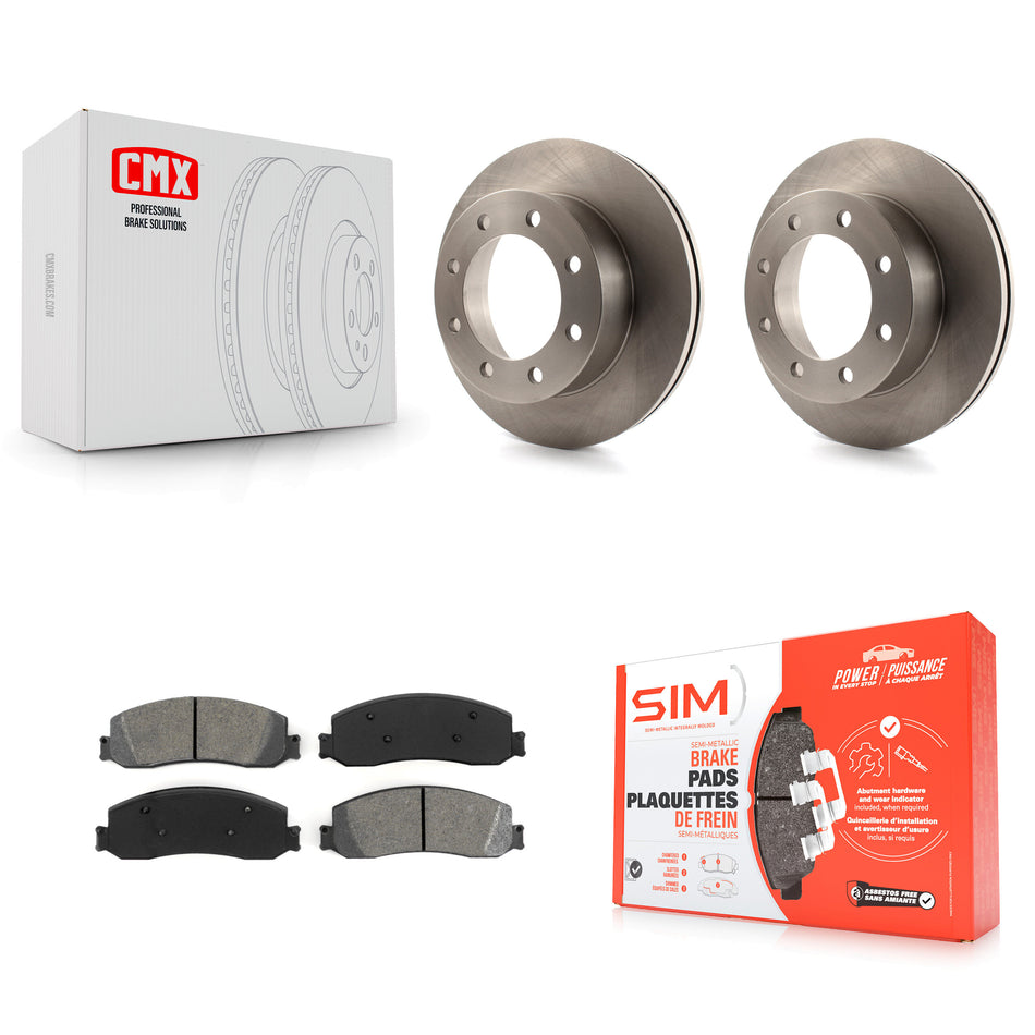 Front Disc Brake Rotors And Semi-Metallic Pads Kit For Ford F-350 Super Duty F-450 K8S-100148
