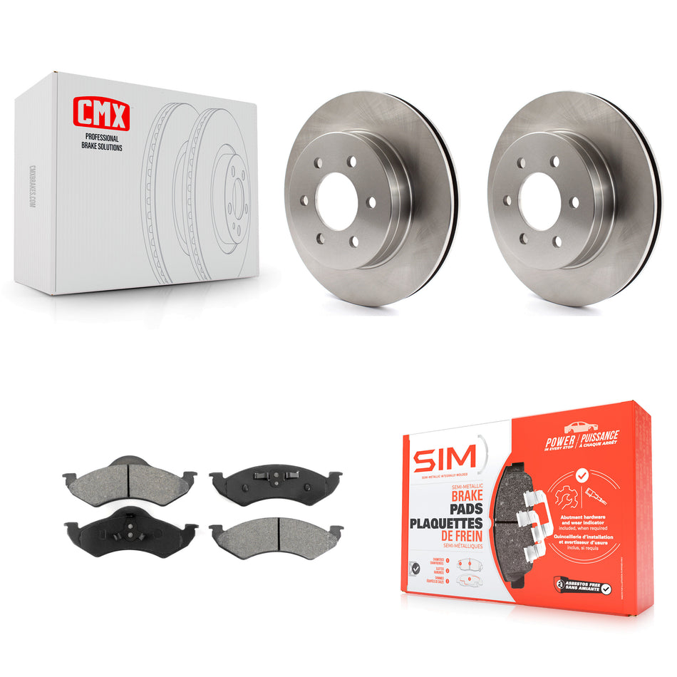 Front Disc Brake Rotors And Semi-Metallic Pads Kit For 2000-2002 Dodge Dakota Durango K8S-100194
