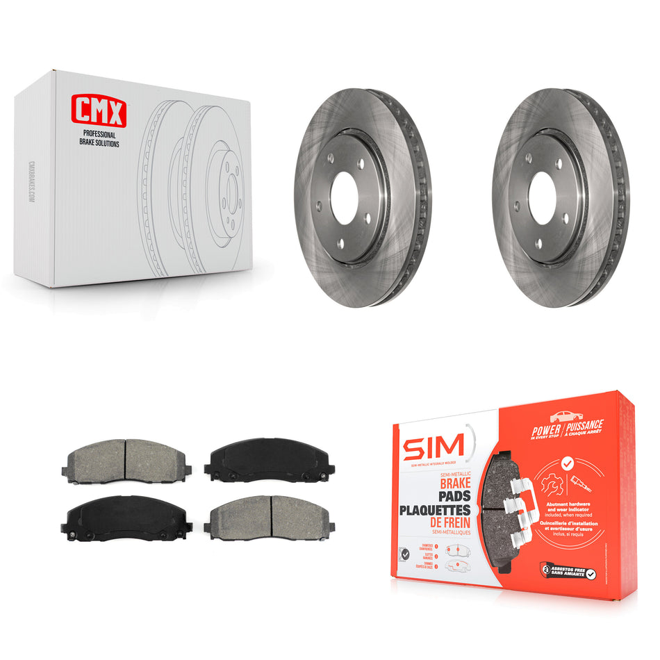 Front Disc Brake Rotors And Semi-Metallic Pads Kit For 2017-2018 Dodge Grand Caravan With Single Piston Caliper K8S-100234