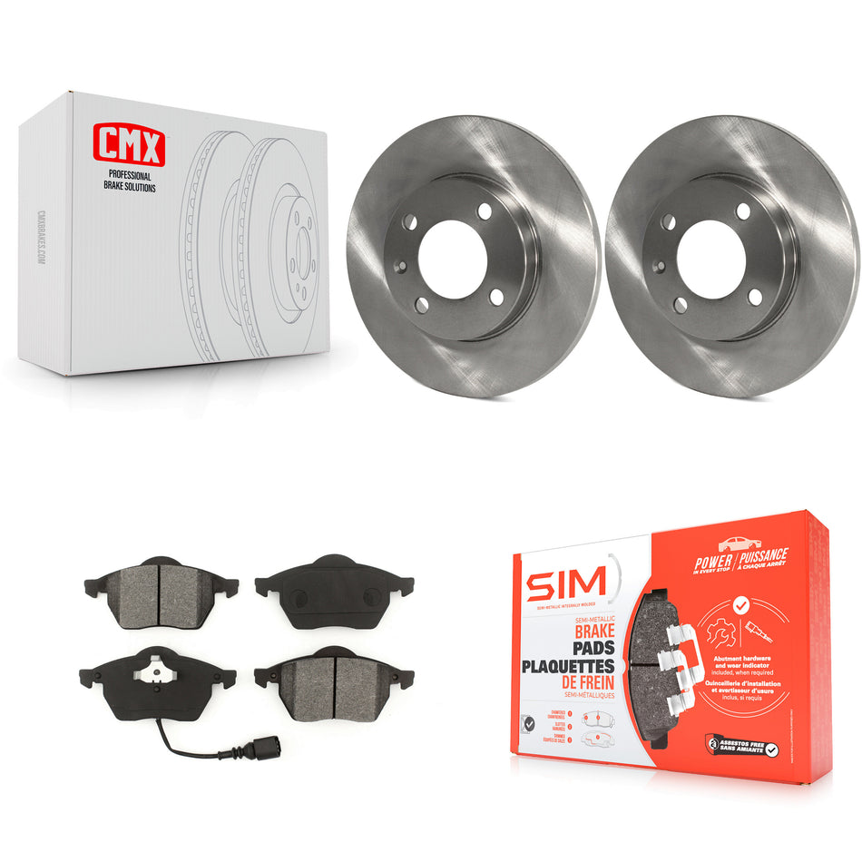 Front Disc Brake Rotors And Semi-Metallic Pads Kit For 1996-1998 Volkswagen Jetta 2.8L With 239mm Diameter Rotor K8S-100248