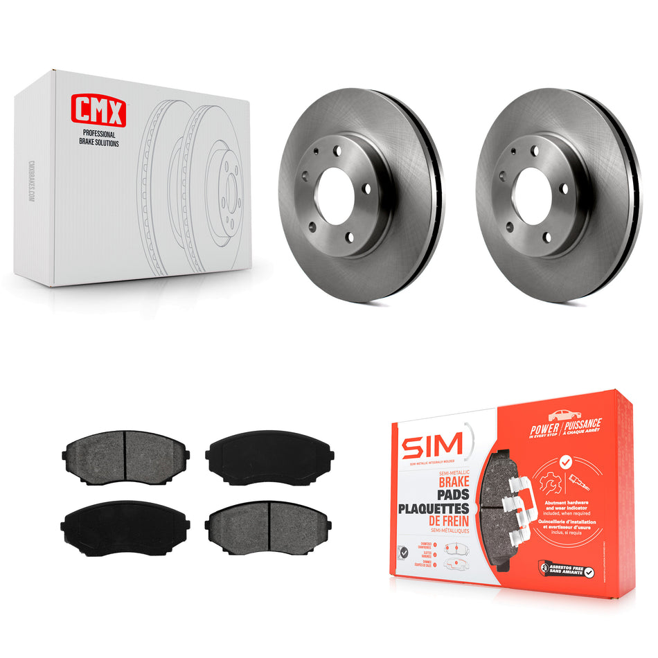 Front Disc Brake Rotors And Semi-Metallic Pads Kit For 2000-2006 Mazda MPV K8S-100291