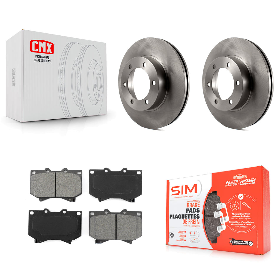 Front Disc Brake Rotors And Semi-Metallic Pads Kit For Toyota Tundra Sequoia 4.7" Plate Length K8S-100353