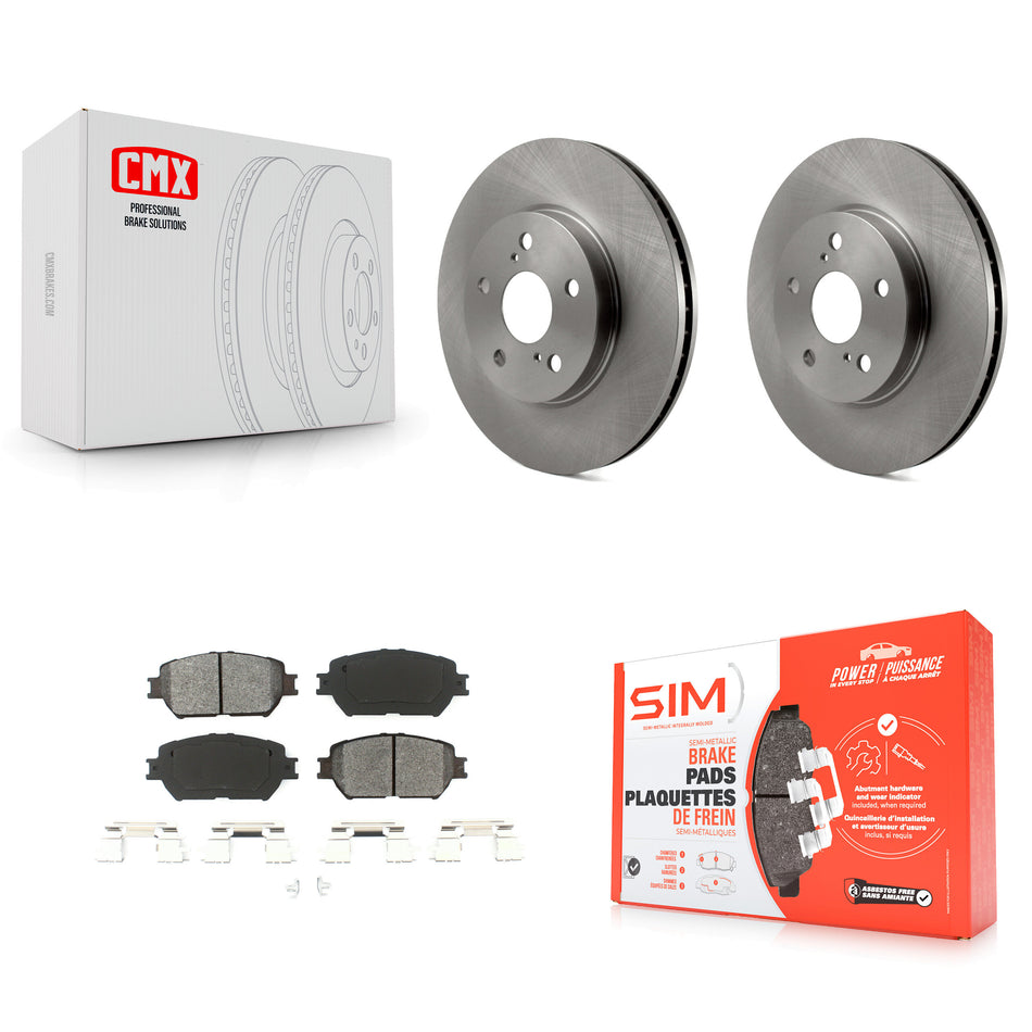 Front Disc Brake Rotors And Semi-Metallic Pads Kit For 2002-2004 Toyota Camry Straight Hat Design With 296mm Diameter Rotor K8S-100388