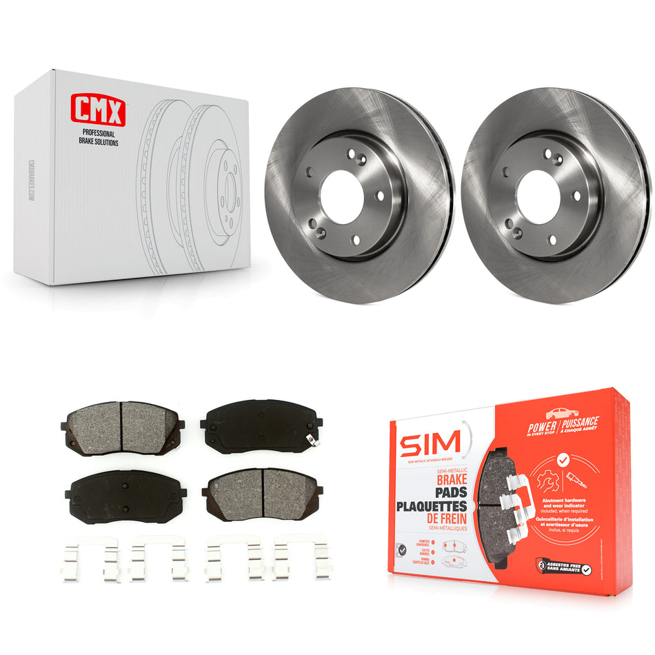 Front Disc Brake Rotors And Semi-Metallic Pads Kit For 2010-2012 Kia Rondo K8S-100393