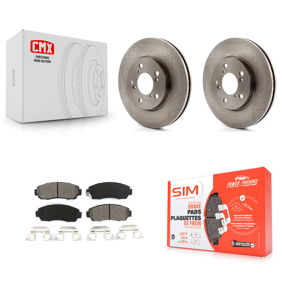 Front Disc Brake Rotors And Semi-Metallic Pads Kit For 2005-2010 Honda Odyssey K8S-100441