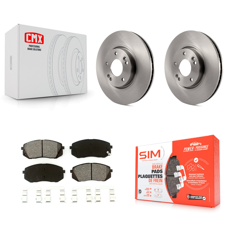 Front Disc Brake Rotors And Semi-Metallic Pads Kit For Hyundai Tucson Kia Sportage Soul EV K8S-100485